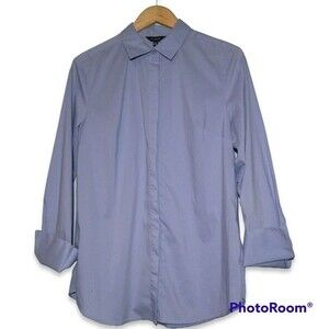 The Limited Button Front Shirt- Medium-Blue-Flip Cuffs -Collared-Casual-Career